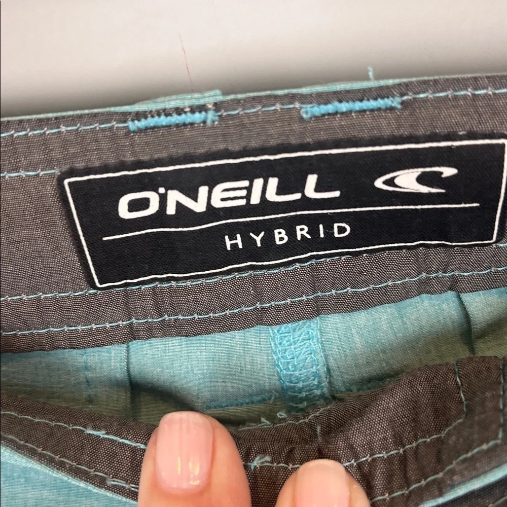 O'Neill Hybrid Swim Flat Front Shorts Light Teal Size 27 Boy Large Like New